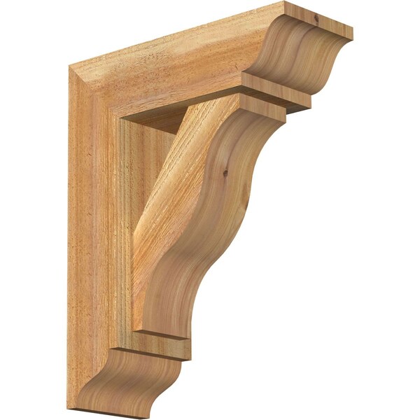 Ekena Millwork Funston Traditional Rough Sawn Bracket w/ Offset Brace, Western Red Cedar, 6"W x 16"D x 20"H BKT0604X16X20FST01RWR - main